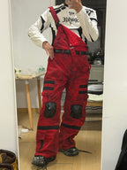 CYBERPUNK STYLE MULTI POCKET CARGO PANTS WITH KNEE GUARD DECOR