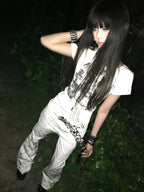 ANGEL DISTRESSED WING PATCH EMBROIDERY FLARE VERSATILE CASUAL JEANS