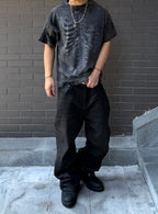 VINTAGE WASHED OVERSIZED HEAVYWEIGHT T‑SHIRT & SKELETON SCRIPTURE