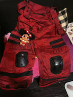 CYBERPUNK STYLE MULTI POCKET CARGO PANTS WITH KNEE GUARD DECOR
