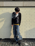 VINTAGE EMBROIDERED ADJUSTABLE WAIST CARGO PANTS
