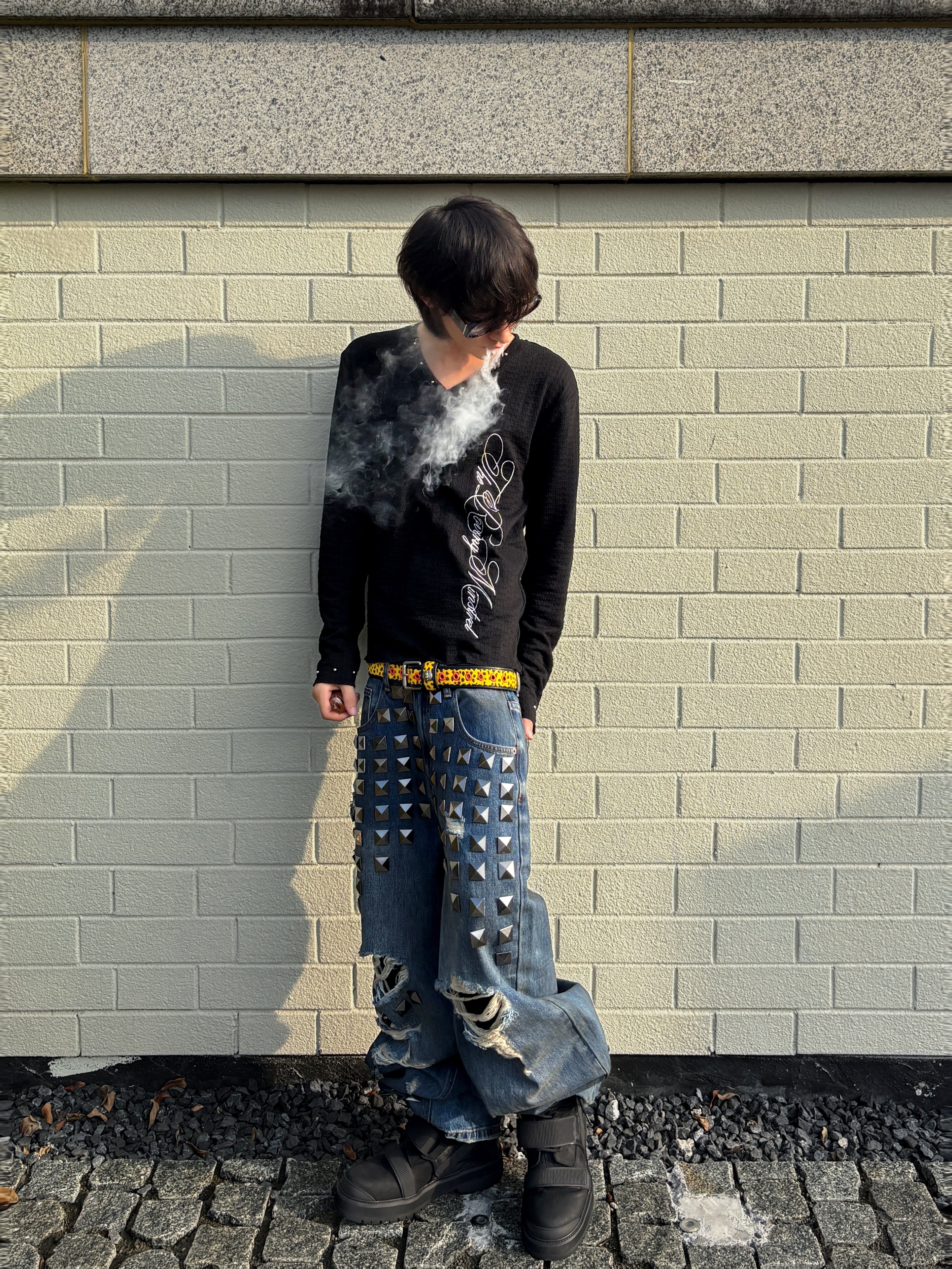 VINTAGE EMBROIDERED ADJUSTABLE WAIST CARGO PANTS