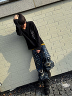 VINTAGE EMBROIDERED ADJUSTABLE WAIST CARGO PANTS