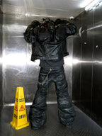 HEAVYWEIGHT ZIPPER OVERSIZED PADDED‑SHOULDER MOTOR LEATHER JACKET