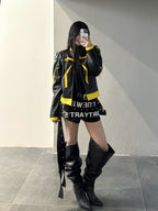 Techwear Shoulder‑Guard Racing Leather Jacket Casual Outerwear