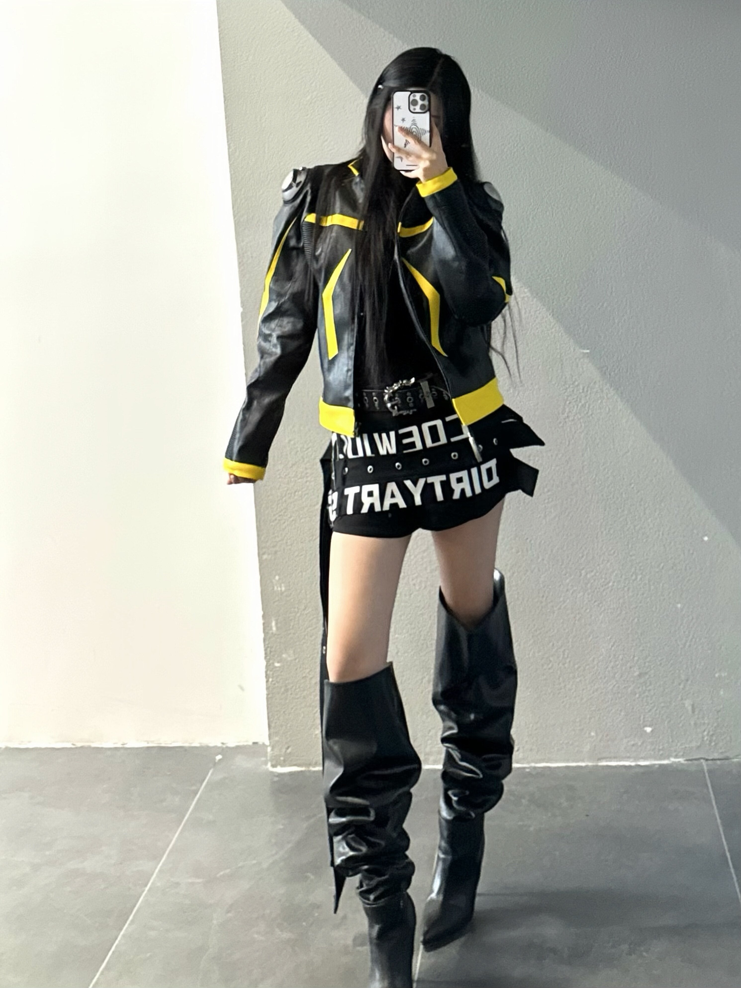 Techwear Shoulder‑Guard Racing Leather Jacket Casual Outerwear
