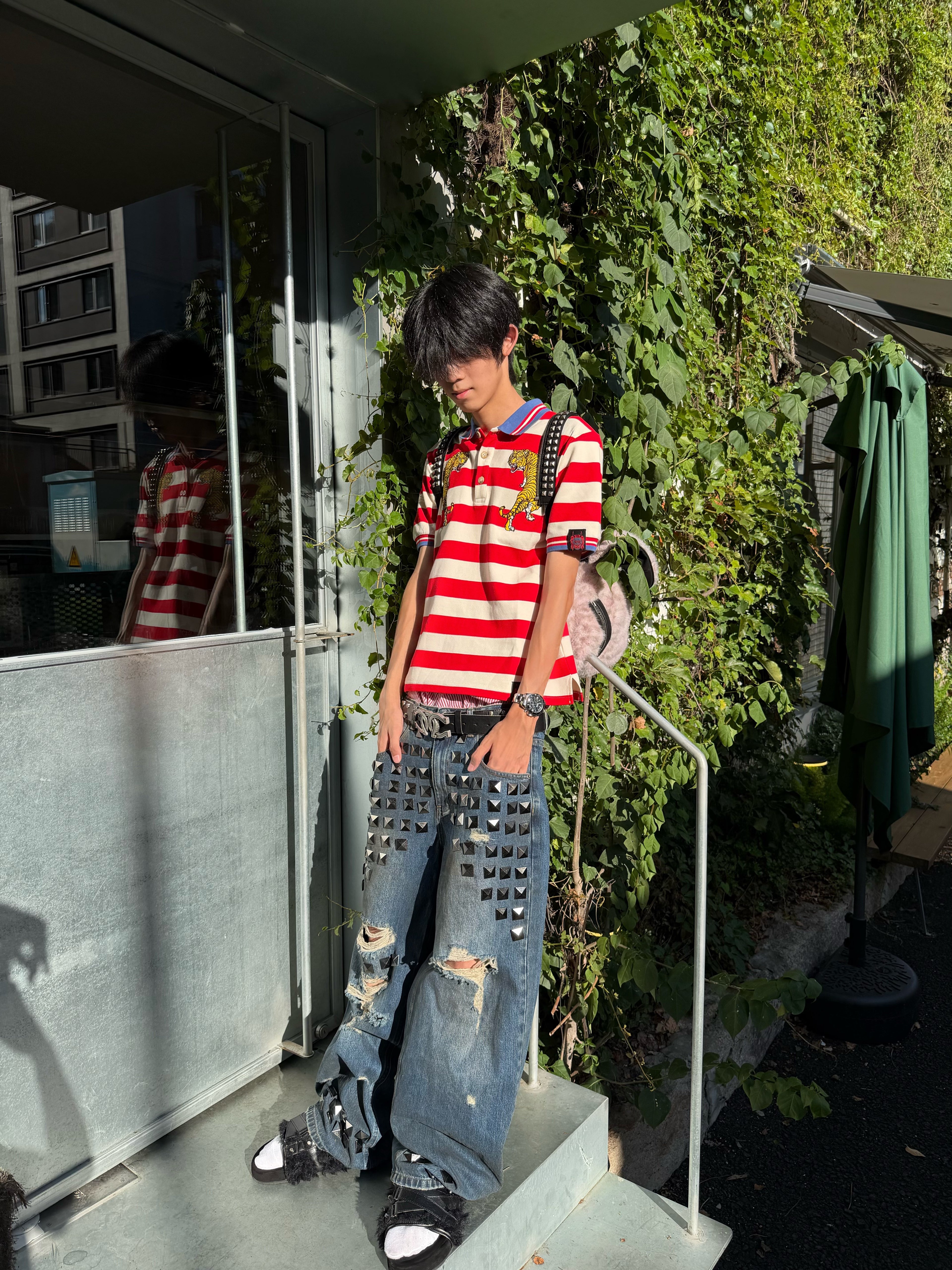 VINTAGE EMBROIDERED ADJUSTABLE WAIST CARGO PANTS