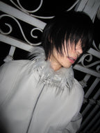 WHITE DEVIL FAUX FUR COLLAR LEATHER JACKET
