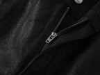 IRREGULAR STRUCTURE WAXED FLARED PANTS