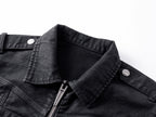 WAXED DENIM DISTRESSED HEM COAT JACKET “NAPOLEON COURT”