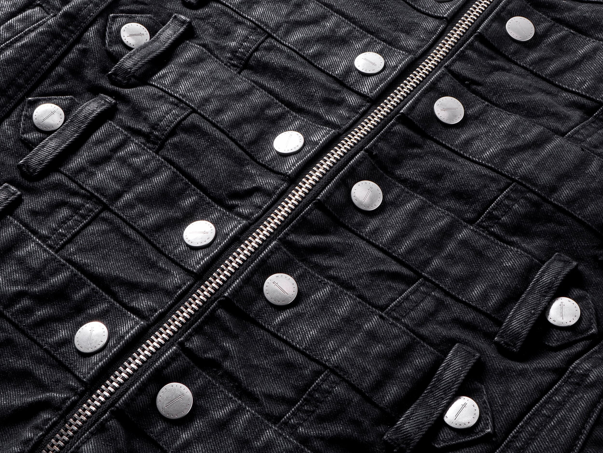 WAXED DENIM DISTRESSED HEM COAT JACKET “NAPOLEON COURT”