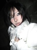 WHITE DEVIL FAUX FUR COLLAR LEATHER JACKET