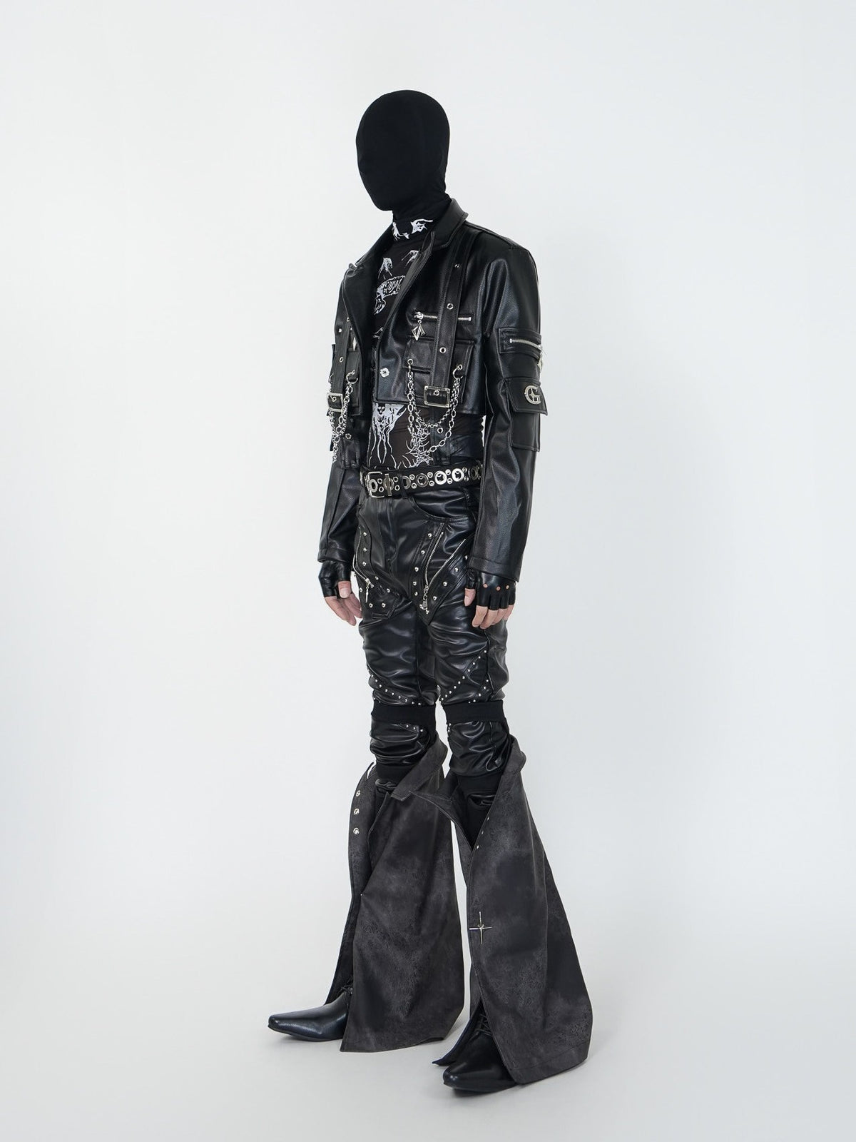 HEAVYWEIGHT PUNKSTYLE PU LEATHER SKINNY PANTS WITH DETACHABLE SLEEVES