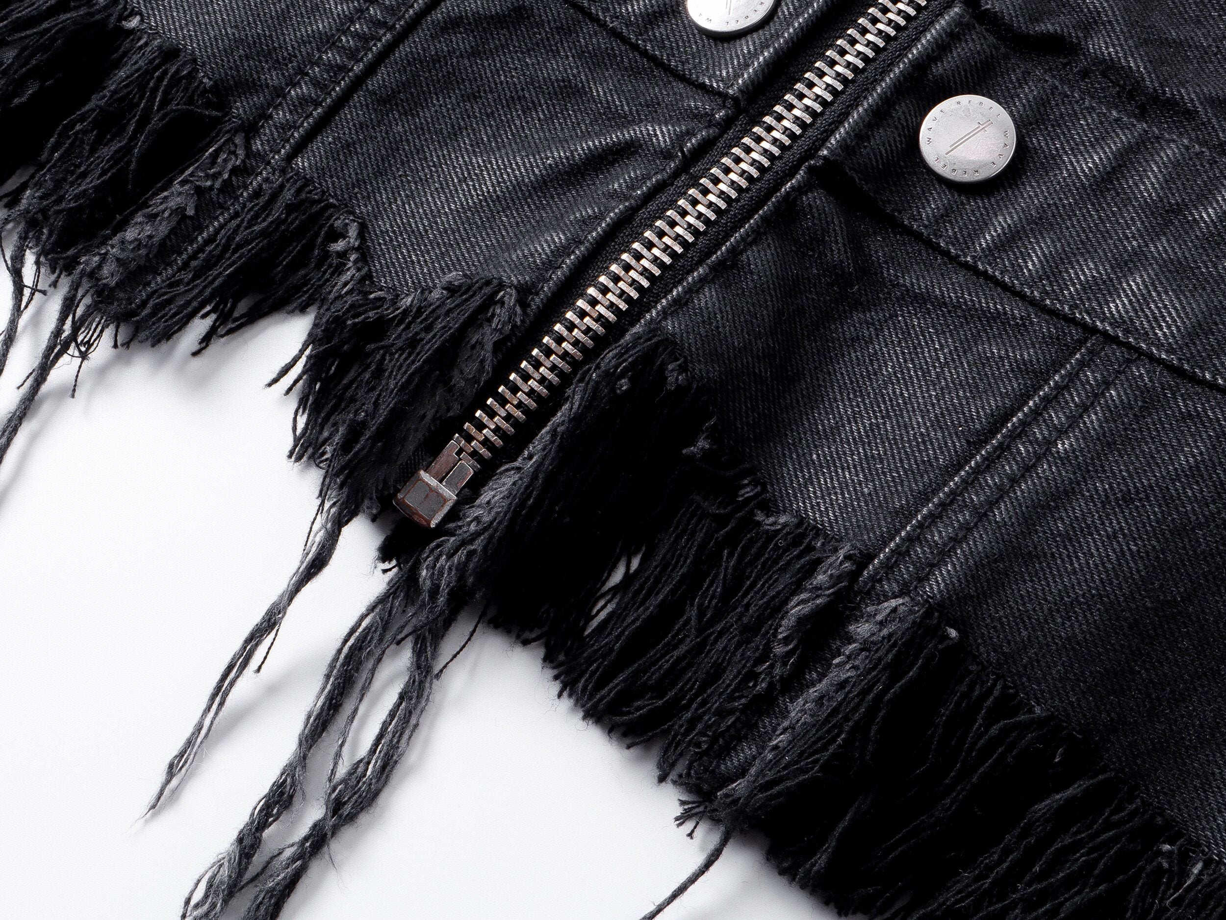 WAXED DENIM DISTRESSED HEM COAT JACKET “NAPOLEON COURT”