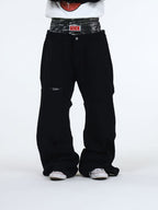 ROCK TIGER DOUBLE WAIST RIVET CURVED CUT JEANS