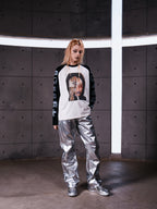 "WA_VE" PORTRAIT PRINT LONG SLEEVE TEE NICHE T-SHIRT