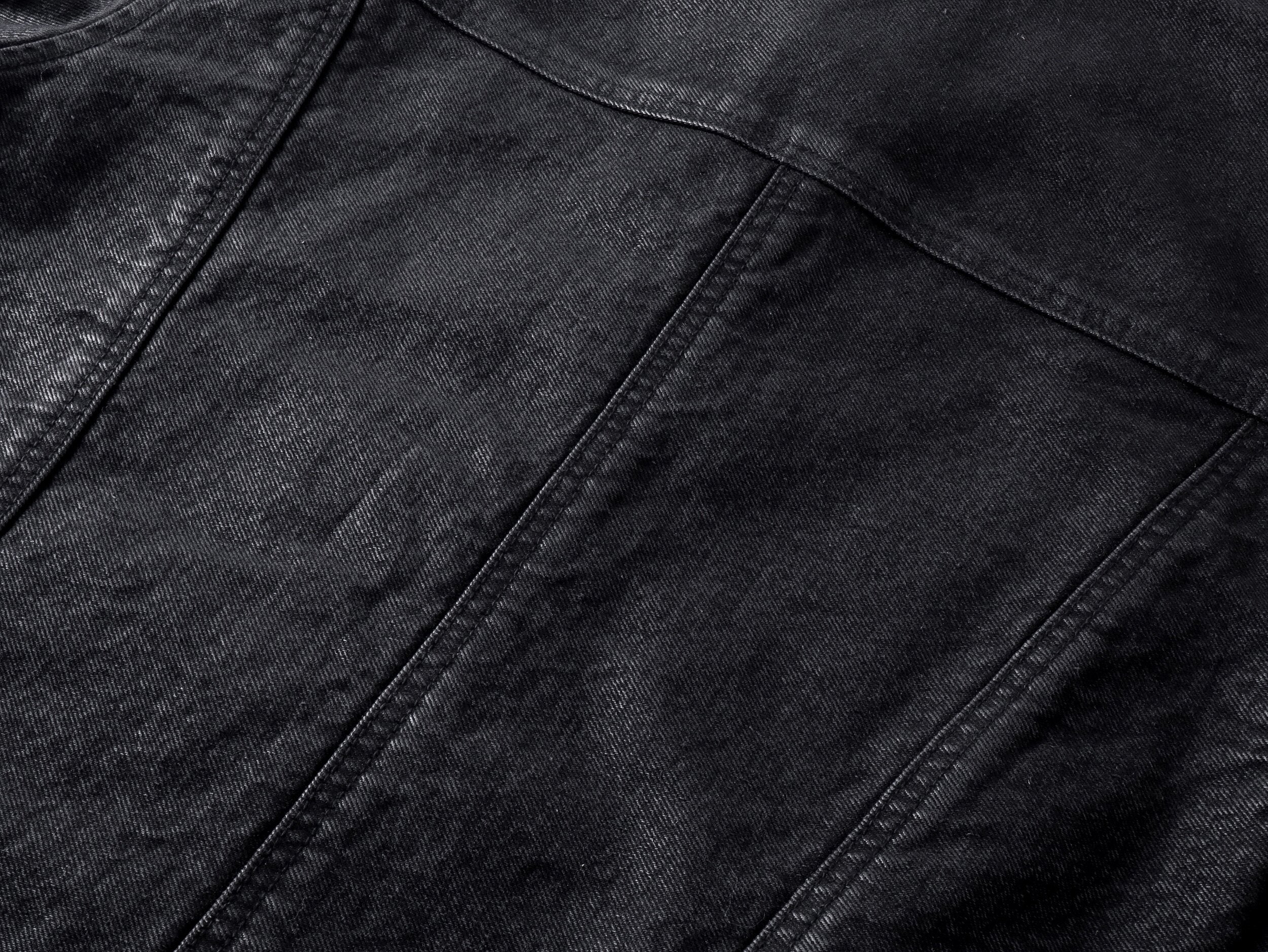 WAXED DENIM DISTRESSED HEM COAT JACKET “NAPOLEON COURT”