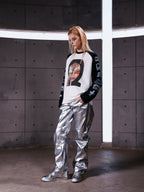 "WA_VE" PORTRAIT PRINT LONG SLEEVE TEE NICHE T-SHIRT