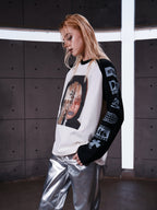 "WA_VE" PORTRAIT PRINT LONG SLEEVE TEE NICHE T-SHIRT