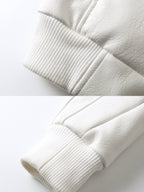 WHITE DEVIL FAUX FUR COLLAR LEATHER JACKET