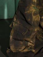 WASTELAND DIRTY DYE CARGO PANTS, FLARED CAMO WORK TROUSERS
