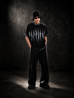 MEN'S RIVET WAVE PATTERN CASUAL COOL STREETWEAR T-SHIRT SET
