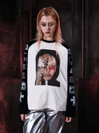 "WA_VE" PORTRAIT PRINT LONG SLEEVE TEE NICHE T-SHIRT