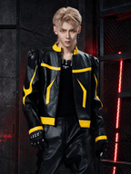 Techwear Shoulder‑Guard Racing Leather Jacket Casual Outerwear
