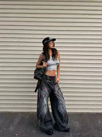 HEAVY-DUTY 3D CUT EMBROIDERY FLARE JEANS
