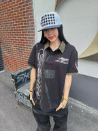 PRINTED AND LEOPARD-PRINT PANEL POLO SHIRT