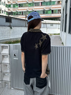 PRINTED AND LEOPARD-PRINT PANEL POLO SHIRT