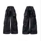 DARKRTPTS DOUBLE-WAIST DETACHABLE SKIRT WAXED HEAVY-DUTY DENIM JEANS