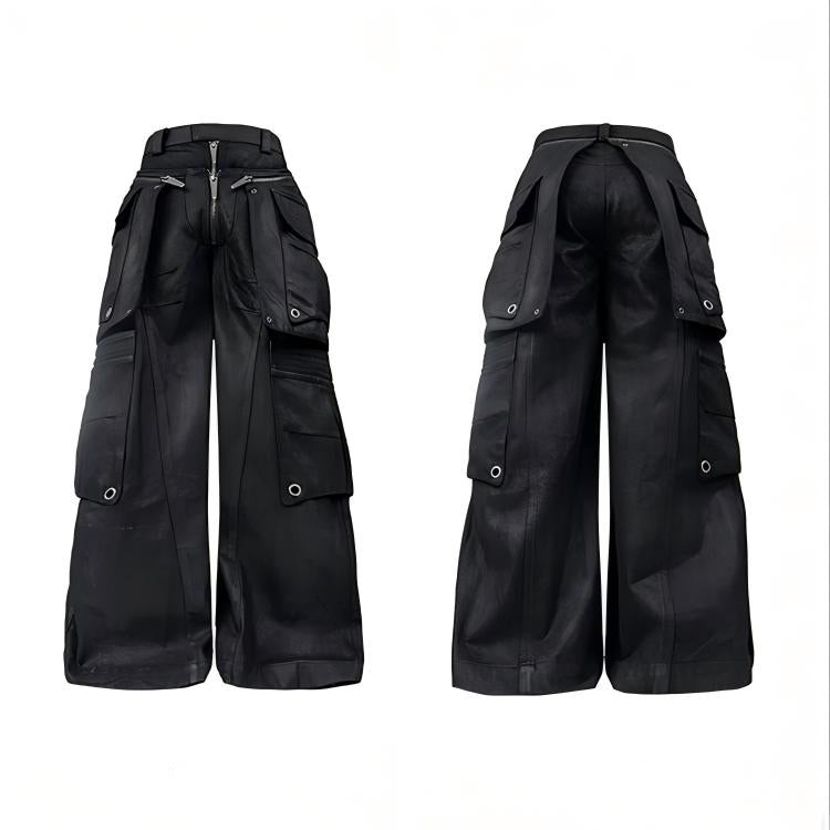 DARKRTPTS DOUBLE-WAIST DETACHABLE SKIRT WAXED HEAVY-DUTY DENIM JEANS