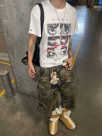 HEAVY-DUTY CAMOUFLAGE RIVET CARGO SHORTS