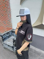 PRINTED AND LEOPARD-PRINT PANEL POLO SHIRT