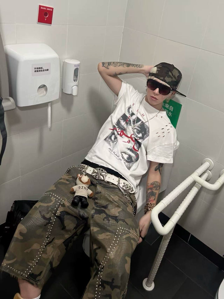 HEAVY-DUTY CAMOUFLAGE RIVET CARGO SHORTS Secondary image