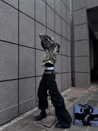 DARK NICHE STRUCTURED PLEATED WAXED HEAVYWEIGHT BAGGY JEANS