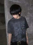 VINTAGE WASHED OVERSIZED HEAVYWEIGHT T‑SHIRT & SKELETON SCRIPTURE