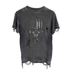 DISTRESSED PRINT RIPPED T-SHIRT