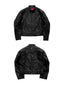 HEAVYWEIGHT ZIPPER OVERSIZED PADDED‑SHOULDER MOTOR LEATHER JACKET