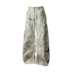 VINTAGE DETACHABLE STRAP EMBROIDERED PATCH CARGO PANTS