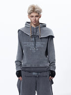 HEAVYWEIGHT SNOW‑WASHED UNISEX VINTAGE WASHED FAUX TWO‑LAYER OVERLAY TOP