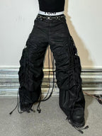 DARK NICHE STRUCTURED PLEATED WAXED HEAVYWEIGHT BAGGY JEANS
