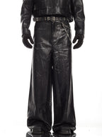 MEN'S BIKER STYLE GRADIENT CROPPED PUNK LEATHER JACKET SET