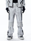 WASHED HIGH‑STREET NICHE SPLICED TECHWEAR GREY FAUX LEATHER SET