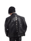 SILVER METAL BONE NICHE OVERSIZED LEATHER JACKET