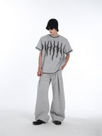 MEN'S RIVET WAVE PATTERN CASUAL COOL STREETWEAR T-SHIRT SET