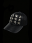 STAR RIVET LITCHI LEATHER CURVED BRIM TRUCKER HAT