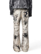 These alternative washed canvas wide pants boast soft washed canvas fabric and a roomy wide-leg silhouette, great for casual dark streetwear layering.