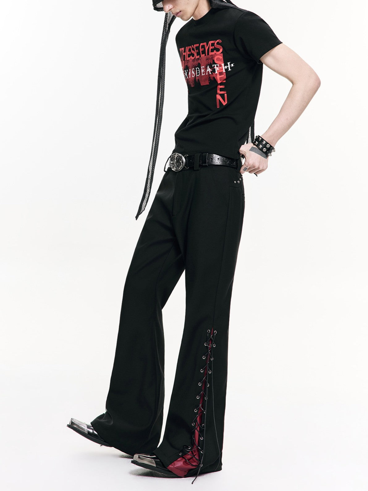 Asymmetric cut gloom street blouse with uneven dynamic hems and moody dark styling, delivering avant-garde subculture flair for distinctive layered alternative looks.